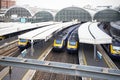 Trains at Paddington railway station in London