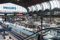 Trains and passengers at main railway station in Hamburg Royalty Free Stock Photo