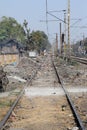 Trains passing through the slums in Titagarh, India