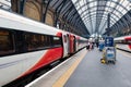 Trains at the platform at King's Cross station in London Royalty Free Stock Photo