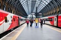 Trains at the platform at King's Cross station in London Royalty Free Stock Photo