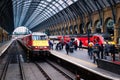 Trains at the platform at King's Cross station in London Royalty Free Stock Photo