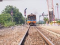 Trains running on rails