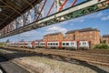 Trains on tracks at Chester railway station Royalty Free Stock Photo