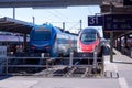 Trains waits at the Munich Main Railway Station (Munchen Hauptbahnhof) Royalty Free Stock Photo