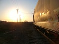 Trainyard Sunset Royalty Free Stock Photo