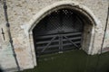 Traitor`s Gate at Tower of London in central London, England. Gate and surrounding walls.