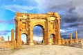 Trajan`s Arch colorful painting looks like picture Royalty Free Stock Photo