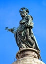 Trajan`s Column Colonna Traiana and the bronze statue of Saint Peter on top, Rome Royalty Free Stock Photo