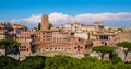 Trajan`s Market complex at Trajan Forum aside Roman Forum Romanum at Fori Imperiali street in historic center of Rome in Italy