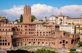 Trajan`s Market complex at Trajan Forum aside Roman Forum Romanum at Fori Imperiali street in historic center of Rome in Italy