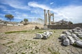 Trajan Temple columns in ancient city of Pergamon, Turkey Royalty Free Stock Photo