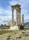 Trajan Temple columns in ancient city of Pergamon, Turkey Royalty Free Stock Photo