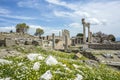 Trajan Temple columns in ancient city of Pergamon, Turkey Royalty Free Stock Photo