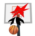 Trajectory of the flight basketball ball in the basket and the e