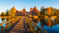 Trakai castle fall season Royalty Free Stock Photo