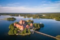 Trakai Castle with lake and forest in background. Lithuania