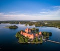 Trakai Castle with lake and forest in background.  Lithuania Royalty Free Stock Photo