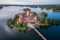 Trakai Castle with lake and forest in background.  Lithuania Royalty Free Stock Photo