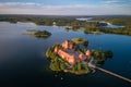 Trakai Castle with lake and forest in background.  Lithuania Royalty Free Stock Photo