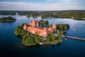 Trakai Castle with lake and forest in background.  Lithuania Royalty Free Stock Photo