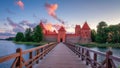 Trakai castle at morning sunrise Royalty Free Stock Photo