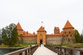 Trakai castle in the Vilnius county, Unesco world heritage list, Island on the Galve lake. Red stone castle