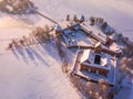 Trakai castle at winter, aerial view of the castle Royalty Free Stock Photo