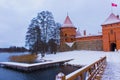 Trakai Castle in winter - Island castle Royalty Free Stock Photo