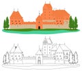 Trakai Island Castle colored and outline.