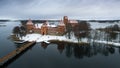 Trakai, Lithuania: aerial top view, flat lay of Island Castle Royalty Free Stock Photo