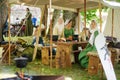 TRAKAI, LITHUANIA - JUNE 16, 2018: Historical reenactment activists wearing medieval costumes during annual Medieval Festival,