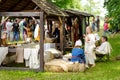 TRAKAI, LITHUANIA - JUNE 16, 2018: Historical reenactment activists wearing medieval costumes during annual Medieval Festival,