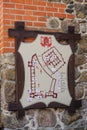 Trakai, Lithuania: Map of Old Trakai castle in sunny day. Trakai, Lithuania, Galve lake