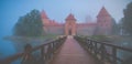 trakai Lithuania misty morning sunrise fall season Royalty Free Stock Photo