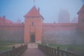 Trakai castle in Lithuanian, Europe, misty morning Royalty Free Stock Photo