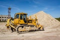 Traktor on the mine of white clay Royalty Free Stock Photo