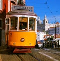 Tram in action in Lisbon Royalty Free Stock Photo