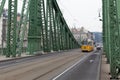 Tram on bridge szabadsag Royalty Free Stock Photo