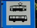 Tram and bus stop  icon on white background Royalty Free Stock Photo