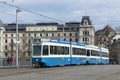 Tram car on bridge Zurich Royalty Free Stock Photo