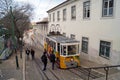 The tram car of the The Gloria Funicular, Lisbon, Portugal Royalty Free Stock Photo