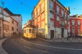 Tram carriage in the city centre of Lisbon