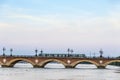Pont de Pierre, bridge over Garonne river in Bordeaux, France Royalty Free Stock Photo
