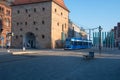 A tram drives by the Steintor city gate Royalty Free Stock Photo