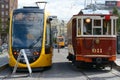 Tram exihibition in the downtown of Budapest, Hungary at the weekend
