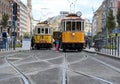 Tram exihibition in the downtown of Budapest, Hungary at the weekend