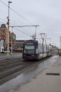 A Tram on an Overcast Day in Blackpool Royalty Free Stock Photo