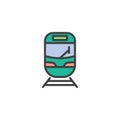 Tram front filled outline icon