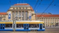 Tram in front of the railway station in Leipzig Royalty Free Stock Photo
